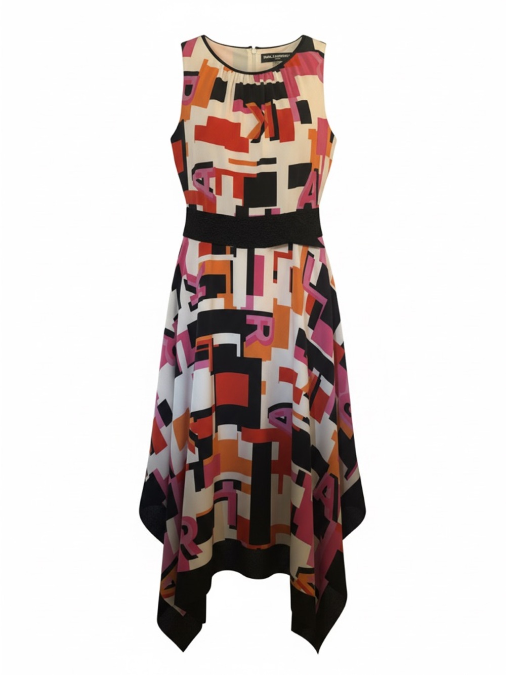 Karl Lagerfeld Multicolor Geometric Handkerchief Hem Dress